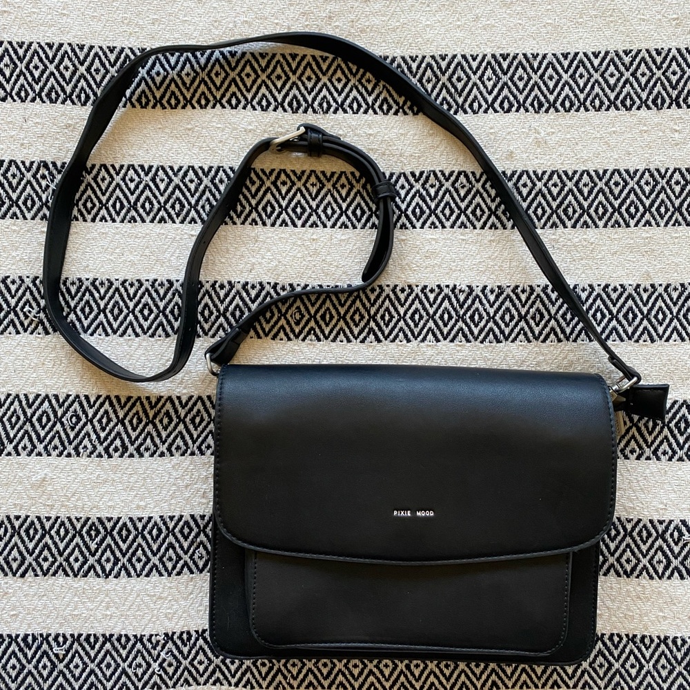 Pixie Mood Zoe Vegan Leather Crossbody Black Purse